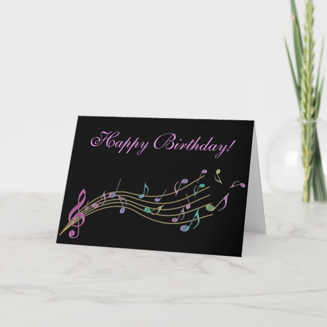 Happy Birthday  Colorful Music Notes Card (Front)
