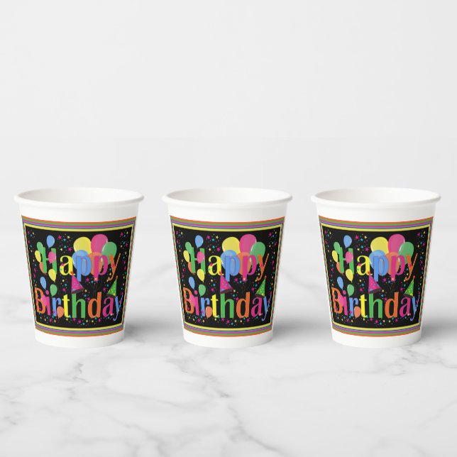 Happy Birthday Colorful Paper Cups (Multi)