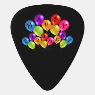 Happy Birthday Colorful Party Balloons Guitar Pick