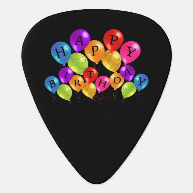 Happy Birthday Colorful Party Balloons Guitar Pick (Front)