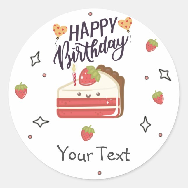 Happy Birthday Colorful Party Cake Classic Round Sticker (Front)