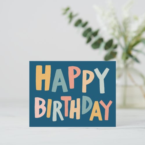 HAPPY BIRTHDAY Colorful Pastel Handlettering Cute  Postcard