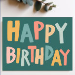 HAPPY BIRTHDAY Colorful Pastel Handlettering Cute  Postcard<br><div class="desc">Check out this sweet and colorful art,  hand made by me for you! Feel free to add your own text or change the colors. Visit my shop for more!</div>