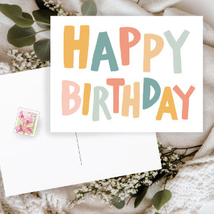 HAPPY BIRTHDAY Colorful Pastel Handlettering Cute Postcard