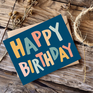 HAPPY BIRTHDAY Colorful Pastel Handlettering Cute Postcard