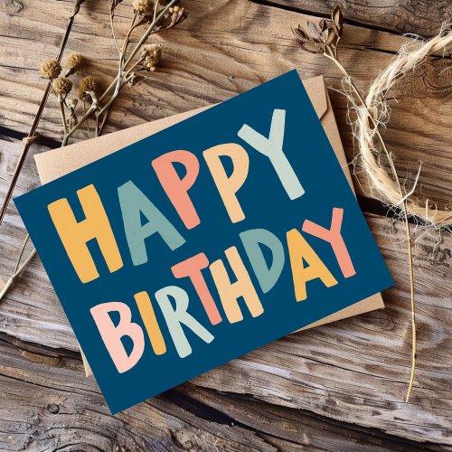 HAPPY BIRTHDAY Colorful Pastel Handlettering Cute  Postcard