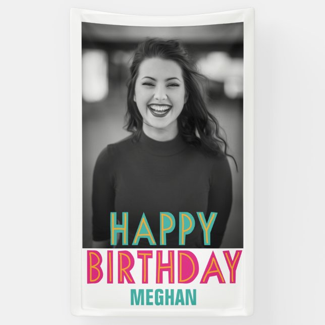 Happy Birthday Colorful Photo Banner (Vertical)