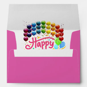 Happy Birthday Colorful Pink Envelopes