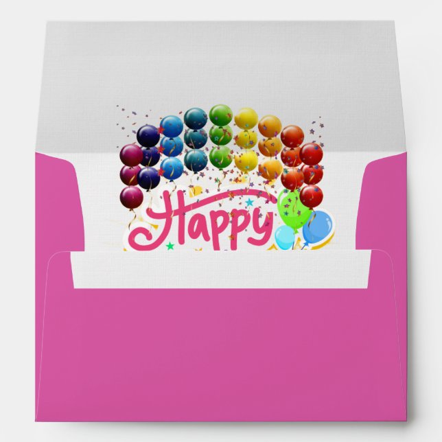Happy Birthday Colorful Pink Envelopes (Back (Bottom))
