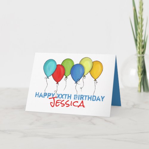 Happy Birthday Colorful Rainbow Balloons Confetti Card