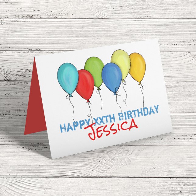 Happy Birthday Colorful Rainbow Balloons Confetti Card (Birthday balloons custom greeting card)