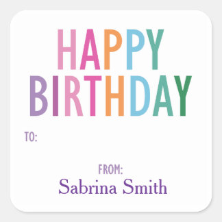 Happy Birthday Colorful Rainbow Letter Stickers