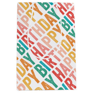 Happy Birthday Colorful Rainbow Medium Gift Bag