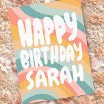 HAPPY BIRTHDAY Colorful Rainbow Stripes CUSTOM Postcard<br><div class="desc">Hand made card for you! Customize with your own text or change the colors. Check my shop for lots more colors and designs or let me know if you'd like something custom!</div>