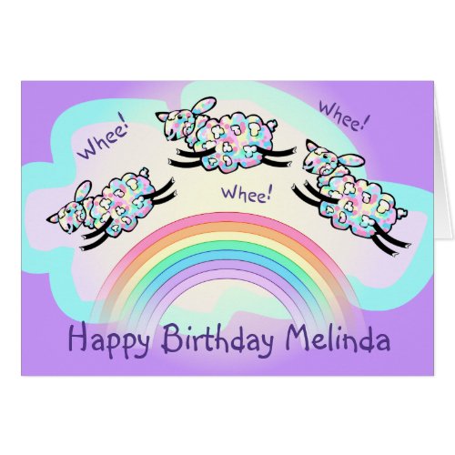 Happy Birthday Colorful Sheep Rainbow Personalized