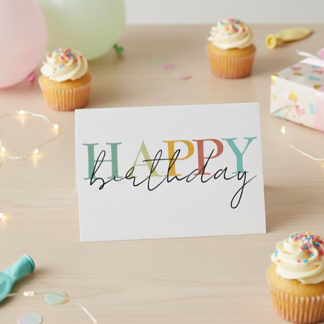  Happy Birthday Colorful Simple  Card (Creator Uploaded)