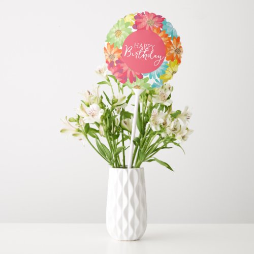 Happy Birthday Colorful Spring Flowers        Balloon