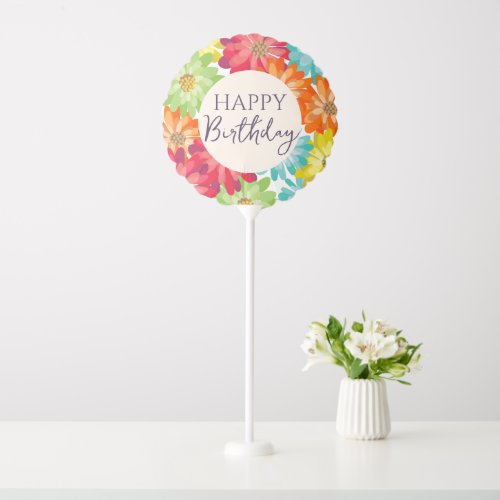 Happy Birthday Colorful Spring Flowers       Balloon