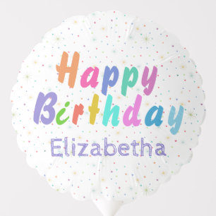 Happy Birthday Colorful Stars and Text custom name Balloon