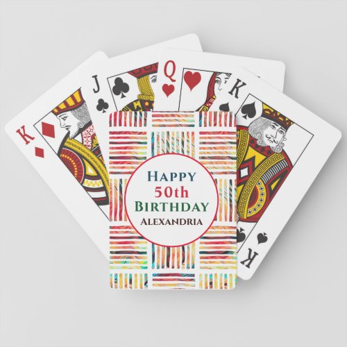 Happy Birthday Colorful Stripes Geometric Custom Poker Cards