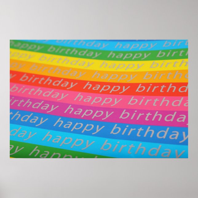 Happy birthday colorful stripes poster (Front)