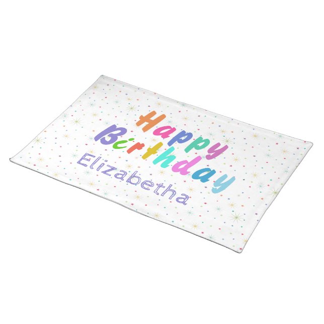 Happy Birthday colorful text personalize  Placemat (On Table)