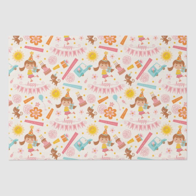 Happy Birthday Colorful Tissue Paper (Front)