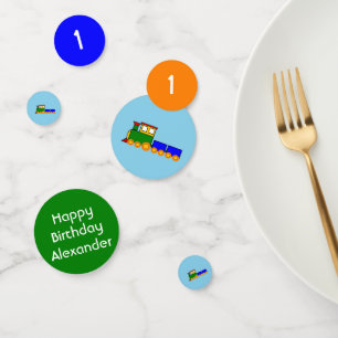 Happy Birthday Colorful Train-themed Boy Confetti