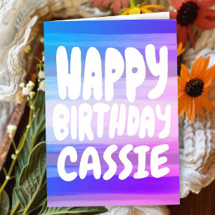 HAPPY BIRTHDAY Colorful Watercolor Stripes CUSTOM  Card