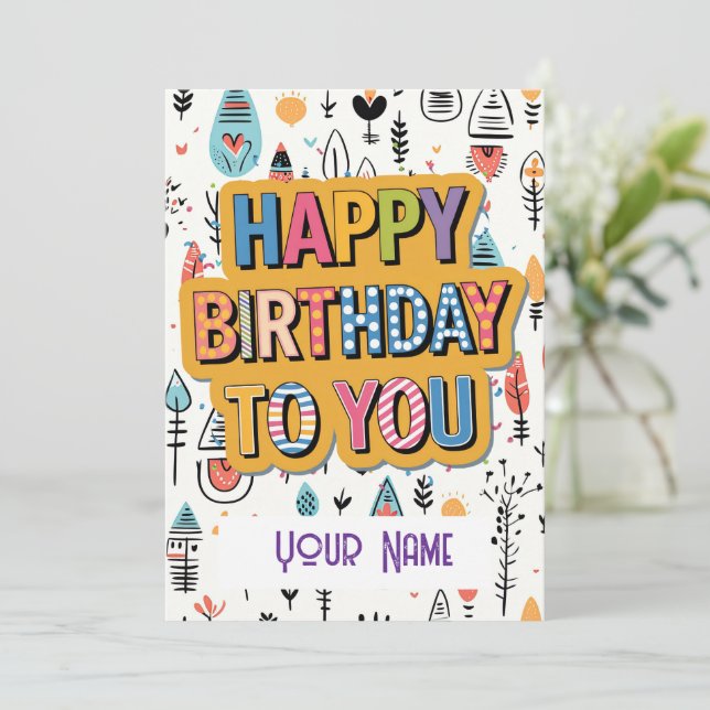Happy birthday colorful wishes customizable card  (Standing Front)