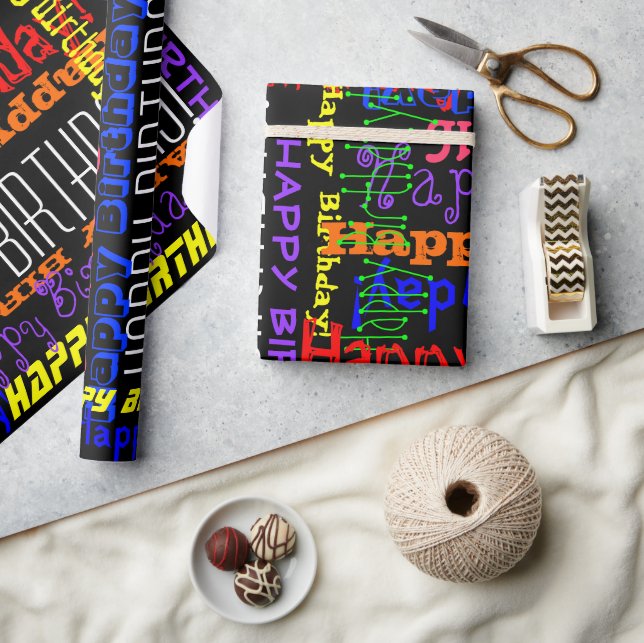 Happy Birthday Colorful Word Jumble Wrapping Paper (Crafts)