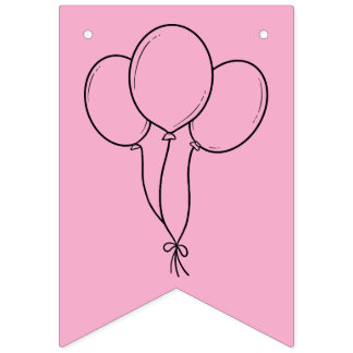 Happy Birthday Coloring Banner Balloons, Hat, Cake