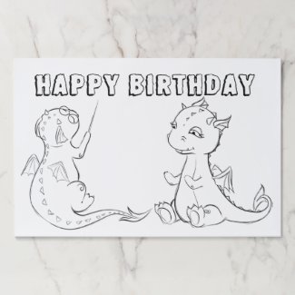 Happy Birthday Coloring Dragons