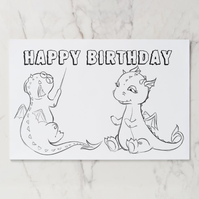 Happy Birthday Coloring Dragons Paper Pad (Front)