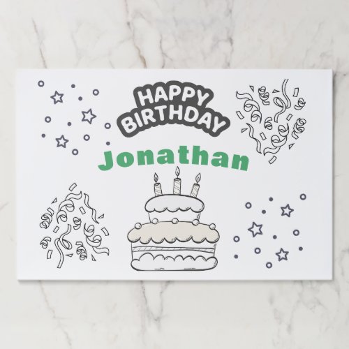 Happy Birthday Coloring Page NAME Paper Mats