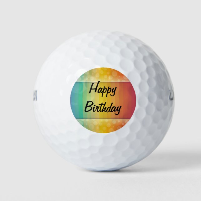 Happy Birthday, colors of the rainbow Golf Balls (Front)