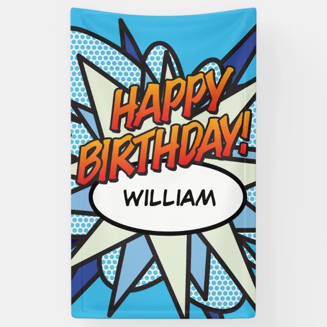 HAPPY BIRTHDAY Comic Book Pop Art Banner (Vertical)