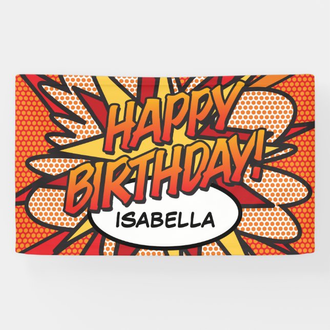 HAPPY BIRTHDAY Comic Book Pop Art Banner (Horizontal)