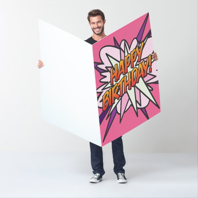 HAPPY BIRTHDAY Comic Book Pop Art Pink Card (In Situ)