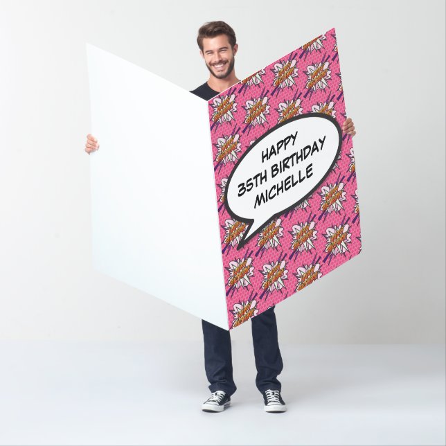 HAPPY BIRTHDAY Comic Book Pop Art Pink Card (In Situ)