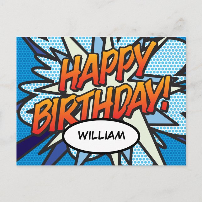 HAPPY BIRTHDAY Comic Book Pop Art Postcard (Front)