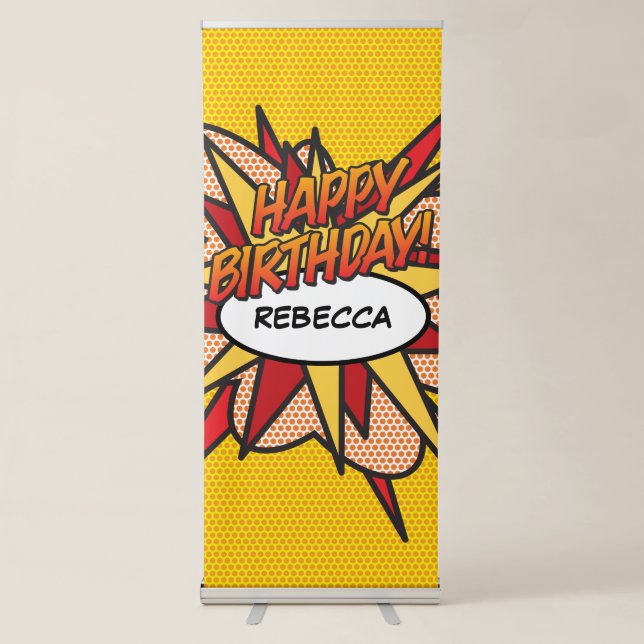 HAPPY BIRTHDAY Comic Book Pop Art Retractable Banner (Front)