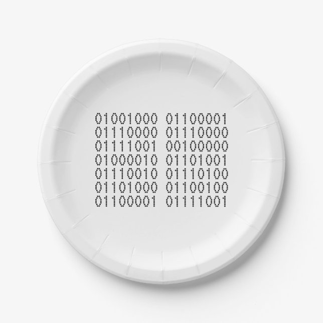 Happy Birthday Computer Binary Code Paper Plates (Front)