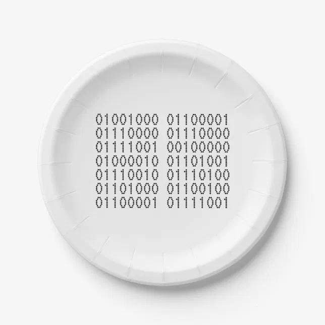 Happy Birthday Computer Binary Code Paper Plates | Zazzle