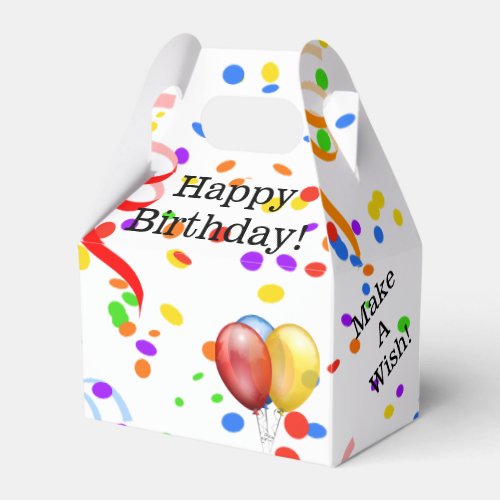 Happy Birthday Confetti And Balloons Favor Box