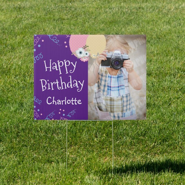 Happy Birthday Confetti and Balloons Photo Sign (Insitu)