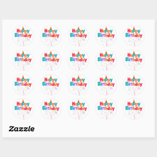 Happy Birthday Confetti Classic Round Sticker