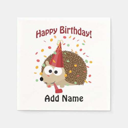 Happy birthday Confetti Hedgehog Paper Napkins