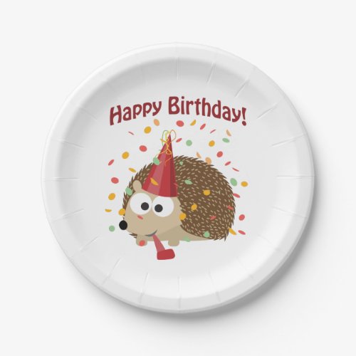 Happy Birthday Confetti Hedgehog Paper Plates