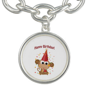 Happy Birthday! Confetti Monkey Charm Bracelet